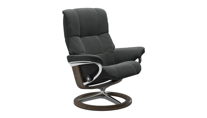 Stressless Mayfair Recliner with Signature Base in Begonia Charcoal Fabric